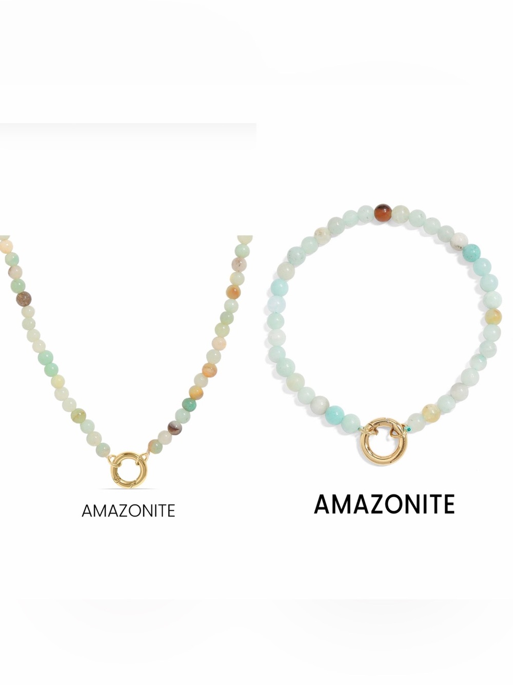 Amazonite Beaded Bracelet with Gold Ring Accent